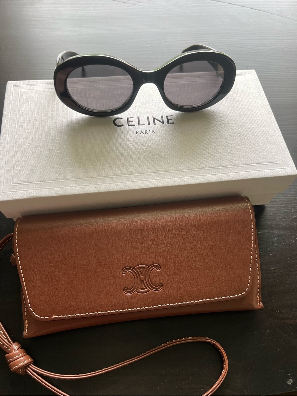 Celine Black Oval Sunglasses - Picture 3 of 8